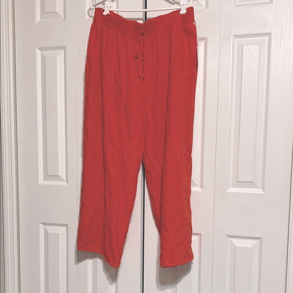 Pretty Lauren Conrad NWT wide leg orange linen blend Relaxed Fit pants size XL